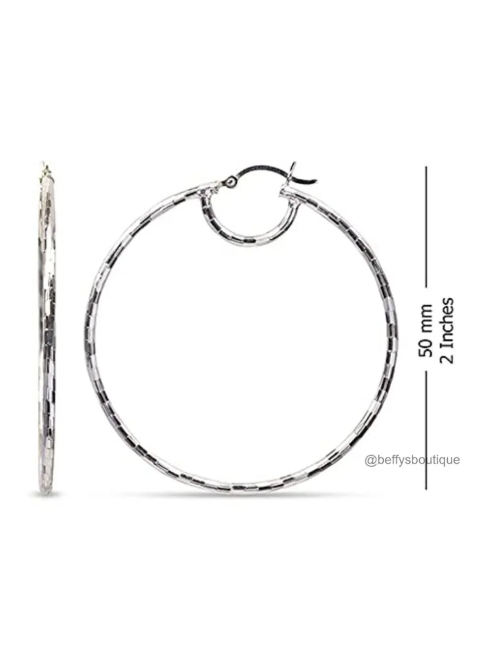 925 Sterling Silver Oversized Hoop Earrings 2 Inch Lightweight Handmade